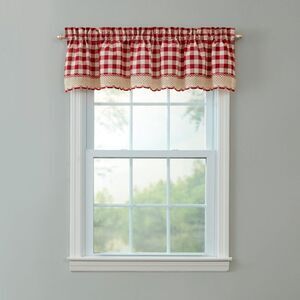 Brylanehome Buffalo Check Rod-Pocket Valance, Burgundy Window Curtain